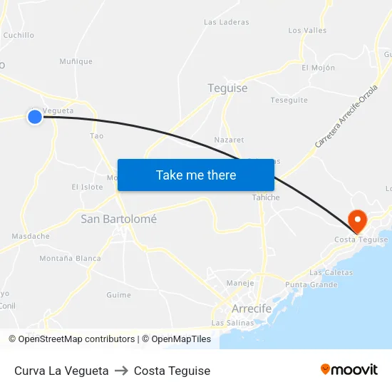 Curva La Vegueta to Costa Teguise map