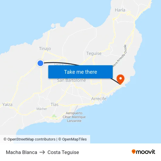 Macha Blanca to Costa Teguise map