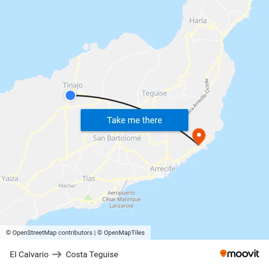 El Calvario to Costa Teguise map