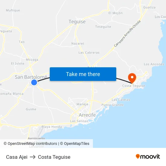 Casa Ajei to Costa Teguise map