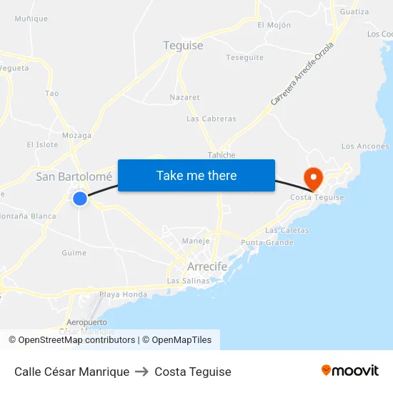 Calle César Manrique to Costa Teguise map