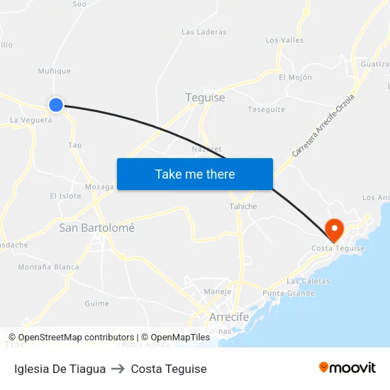Iglesia De Tiagua to Costa Teguise map
