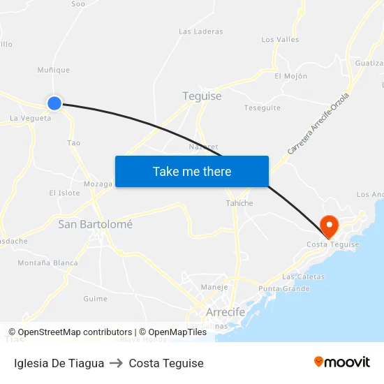 Iglesia De Tiagua to Costa Teguise map