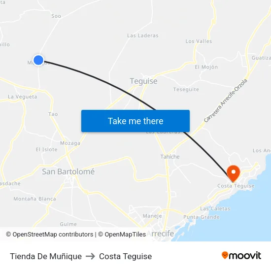 Tienda De Muñique to Costa Teguise map