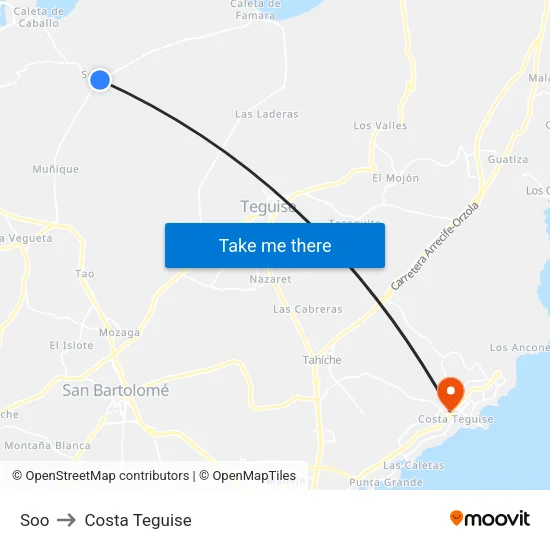 Soo to Costa Teguise map