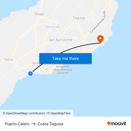 Puerto Calero to Costa Teguise map