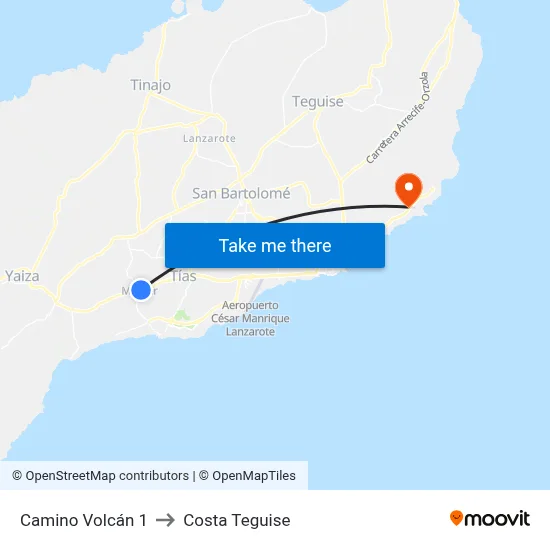 Camino Volcán 1 to Costa Teguise map