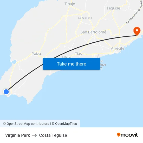 Virginia Park to Costa Teguise map