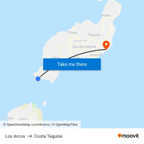 Los Arcos to Costa Teguise map