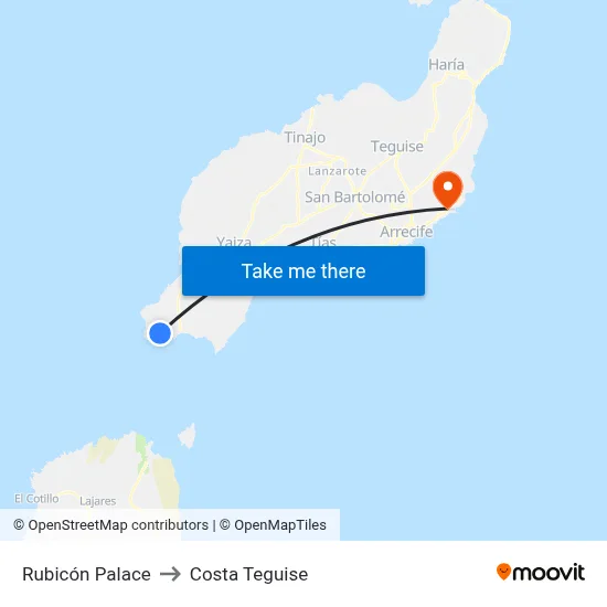 Rubicón Palace to Costa Teguise map