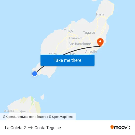 La Goleta 2 to Costa Teguise map