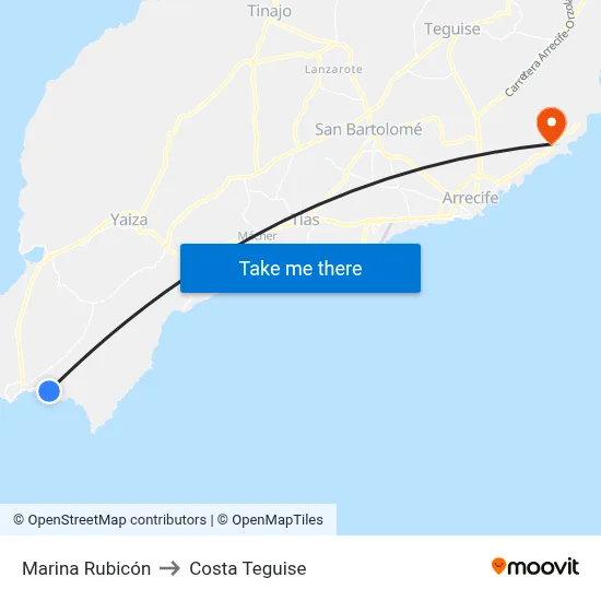 Marina Rubicón to Costa Teguise map