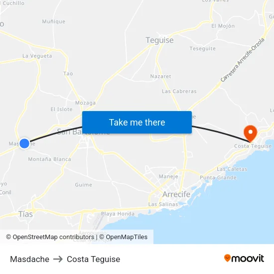 Masdache to Costa Teguise map