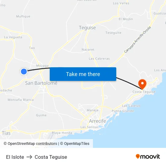 El Islote to Costa Teguise map
