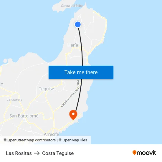 Las Rositas to Costa Teguise map