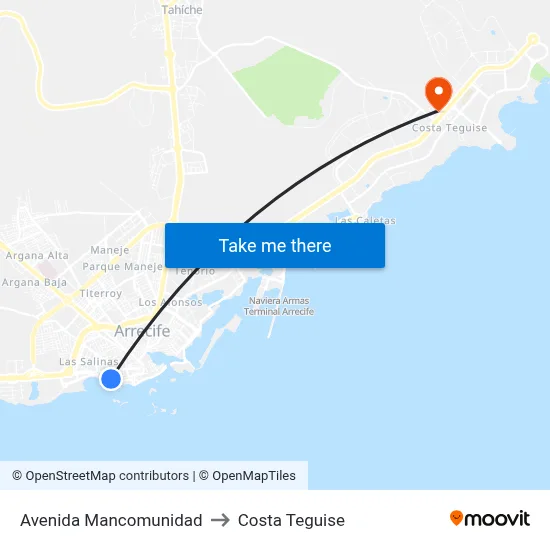 Avenida Mancomunidad to Costa Teguise map