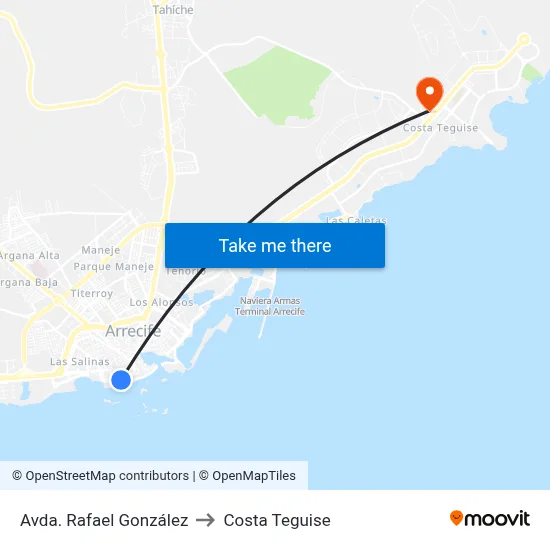 Avda. Rafael González to Costa Teguise map