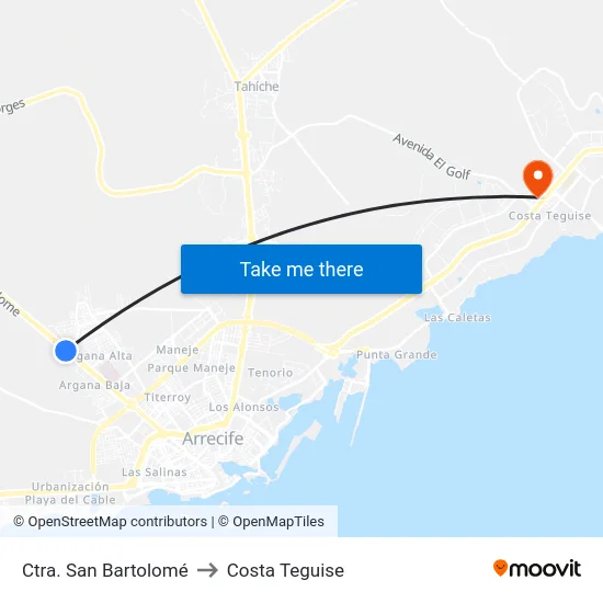 Ctra. San Bartolomé to Costa Teguise map