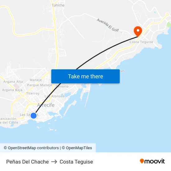 Peñas Del Chache to Costa Teguise map