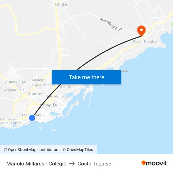 Manolo Millares - Colegio to Costa Teguise map