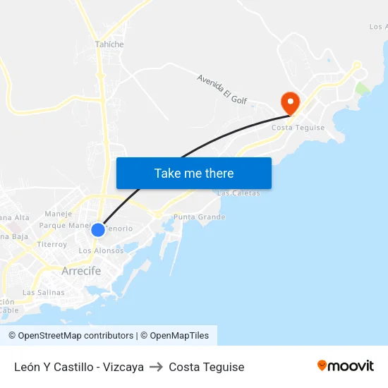 León Y Castillo - Vizcaya to Costa Teguise map