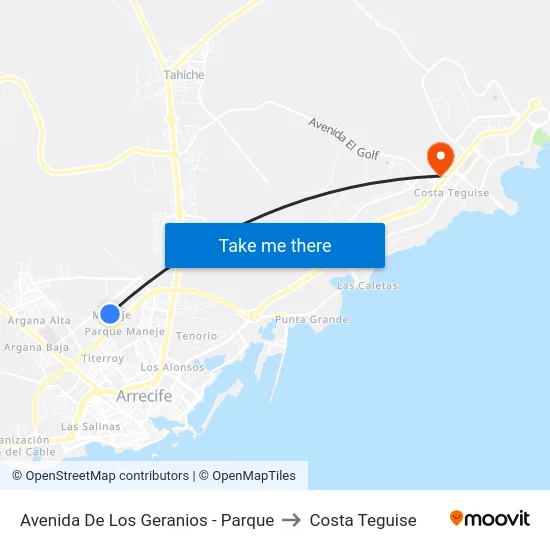 Avenida De Los Geranios - Parque to Costa Teguise map