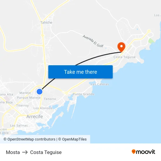 Mosta to Costa Teguise map