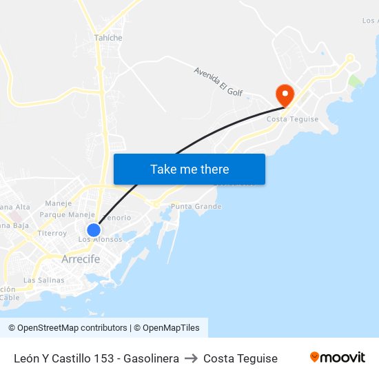 León Y Castillo 153 - Gasolinera to Costa Teguise map