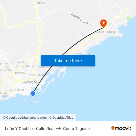 León Y Castillo - Calle Real to Costa Teguise map