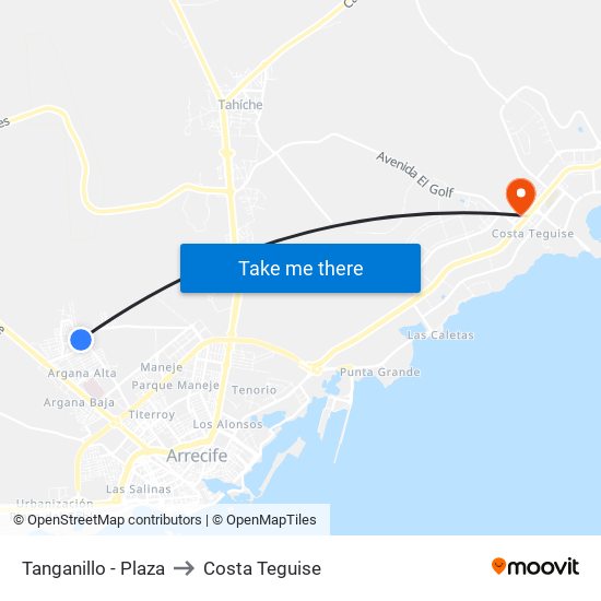 Tanganillo - Plaza to Costa Teguise map