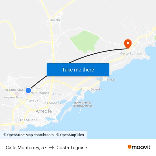 Calle Monterrey, 57 to Costa Teguise map