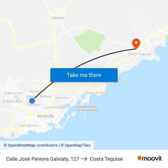 Calle José Pereyra Galviaty, 127 to Costa Teguise map
