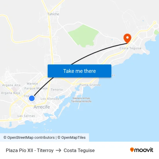 Plaza Pío XII - Titerroy to Costa Teguise map