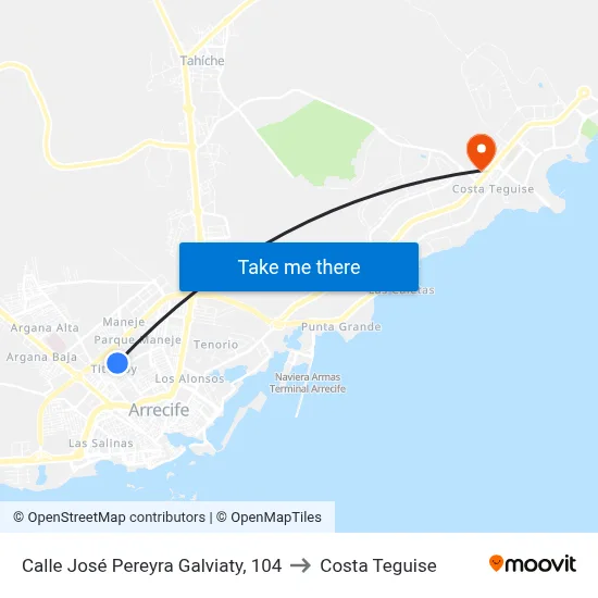 Calle José Pereyra Galviaty, 104 to Costa Teguise map