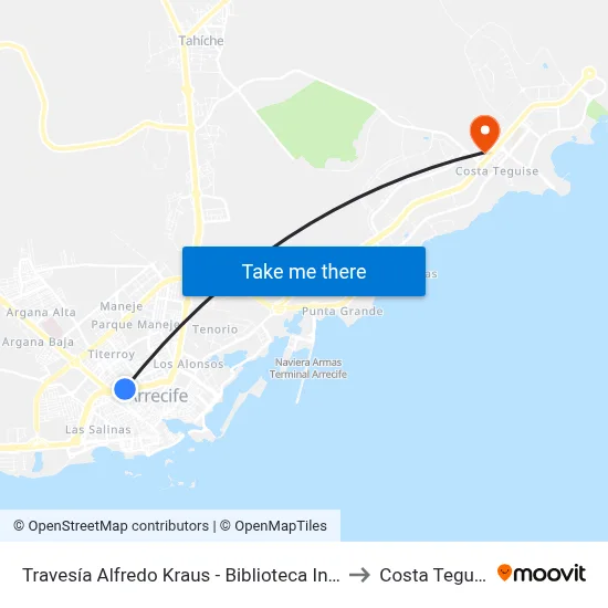 Travesía Alfredo Kraus - Biblioteca Insular to Costa Teguise map