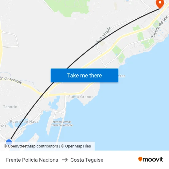 Frente Policía Nacional to Costa Teguise map