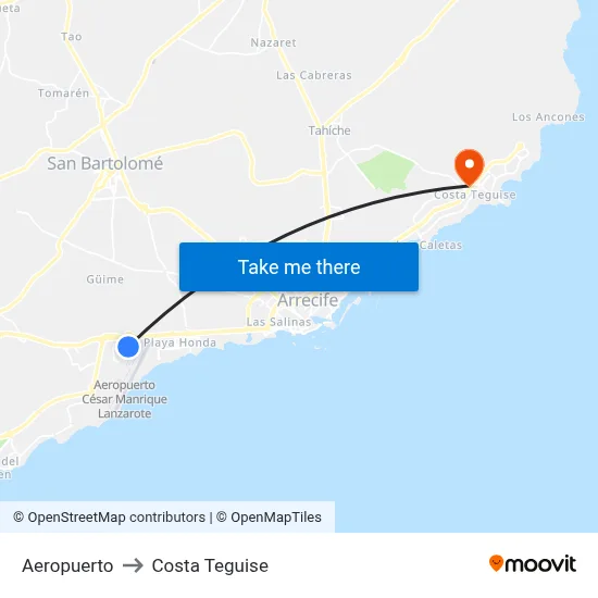 Aeropuerto to Costa Teguise map