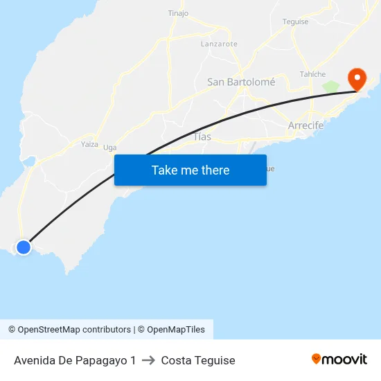 Avenida De Papagayo 1 to Costa Teguise map