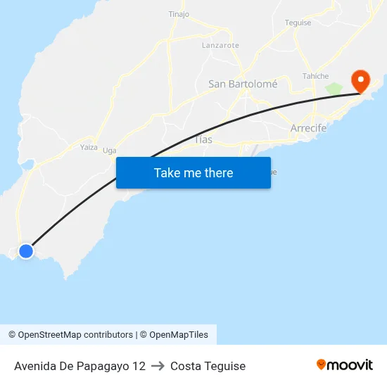 Avenida De Papagayo 12 to Costa Teguise map
