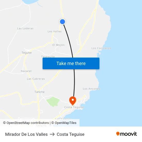 Mirador De Los Valles to Costa Teguise map