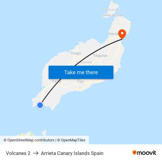 Volcanes 2 to Arrieta Canary Islands Spain map