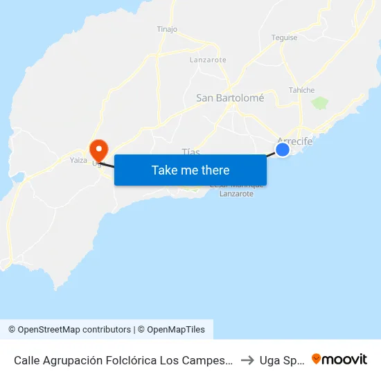 Calle Agrupación Folclórica Los Campesinos, 86 to Uga Spain map