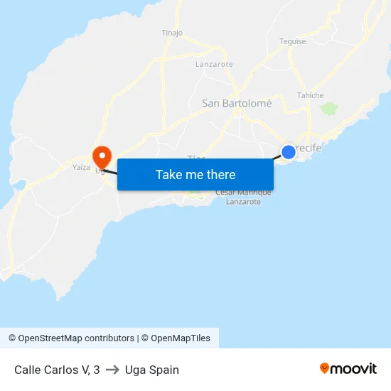 Calle Carlos V, 3 to Uga Spain map
