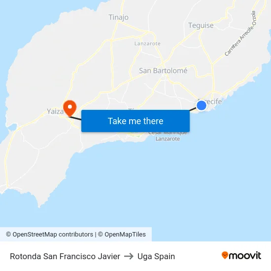 Rotonda San Francisco Javier to Uga Spain map