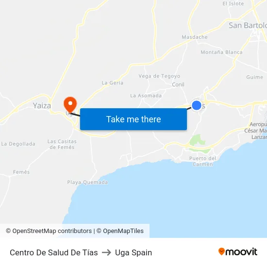 Centro De Salud De Tías to Uga Spain map