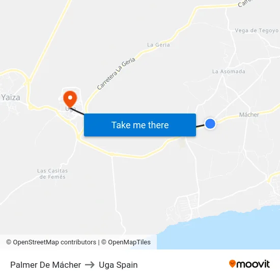 Palmer De Mácher to Uga Spain map