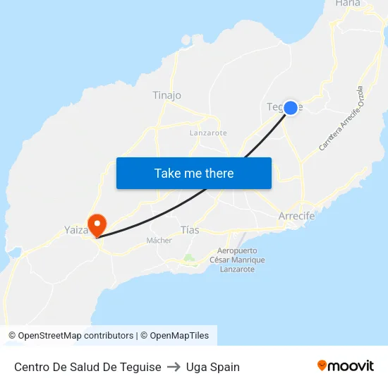 Centro De Salud De Teguise to Uga Spain map