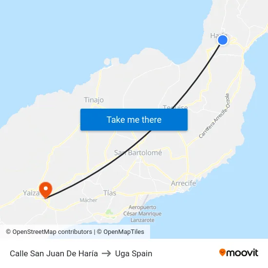 Calle San Juan De Haría to Uga Spain map