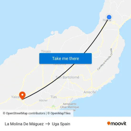 La Molina De Máguez to Uga Spain map