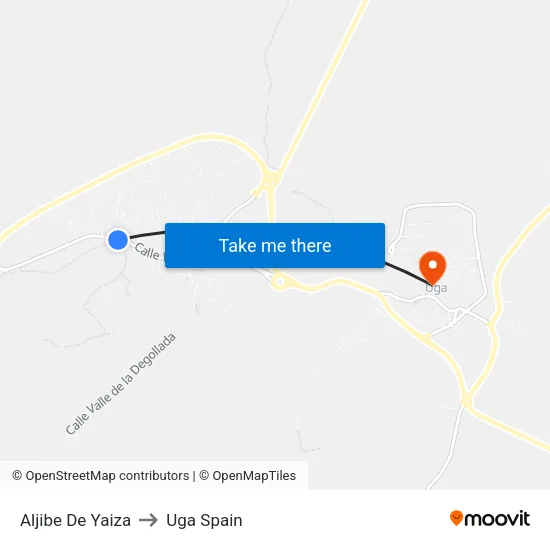 Aljibe De Yaiza to Uga Spain map